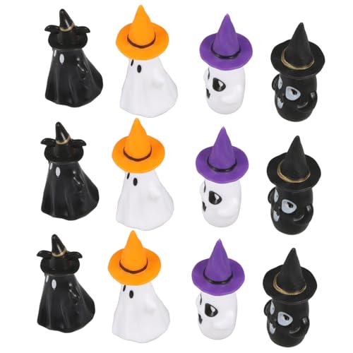 Amosfun 12 Sätze Mini-Geister-Hexenhut DIY Schaumstoff-Vogelmodell Geisterzubehör Gruselige Dekorationen Wohnaccessoires Halloween Mini-Bonsai-Figuren-Ornament Halloween kleine Figuren von Amosfun