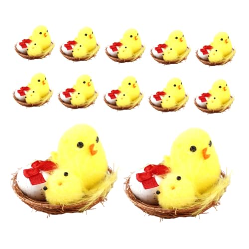 Amosfun 12Pcs Osterküken Eier Weiden kinderzimmerdeko Easter Toys Easter Presents Easter Decoration 0stergeschenke simulierte Kükenverzierung Hähnchen Stofftier chemische Faser von Amosfun