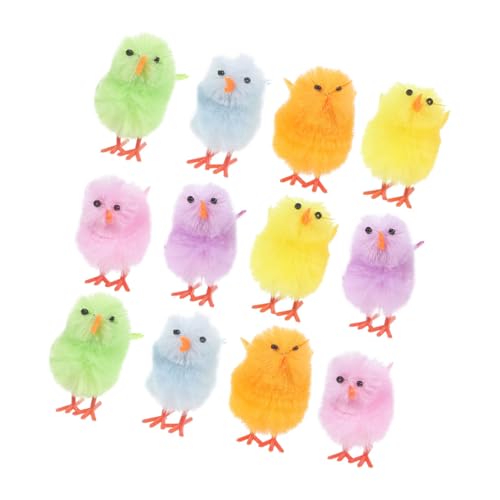 Amosfun 12Pcs Stofftier Küken gefülltes Hähnchen Osterplüschküken lustiges Küken Ostern osterbastelei zu Ostern Flauschige Osterküken simulierte Kükenverzierung Samt von Amosfun