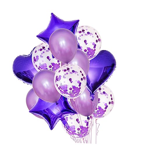 Amosfun 14 Teiliges Aluminium Folienballon Set Dekorative Luftballons Für Partys Mit 2 Herzballons 2 Pentagramm Ballons 5 Perlenlatexballons Und von Amosfun