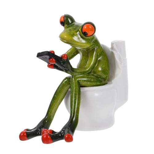 Amosfun 1stk Toilettenstifthalter Aus Kunstharz Frosch Stifthalter Froschskulptur Heim Innendekoration Panda-sparschwein Badezimmer-Frosch-Figur Frosch Bleistifthalter Tasse Tür Naturharz von Amosfun