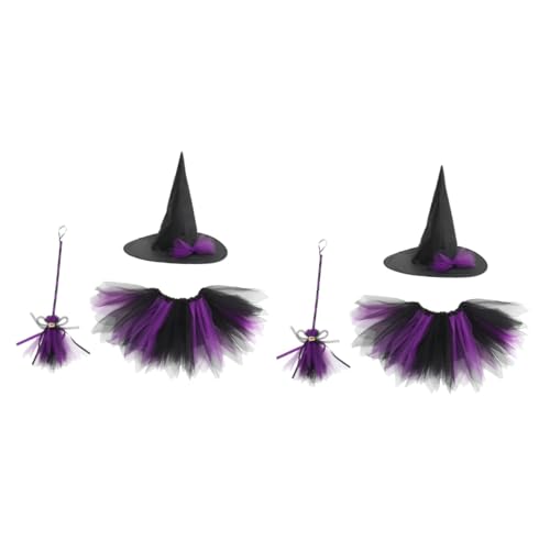 Amosfun 2 Sätze Hexen Verkleiden Sich Rollenspielkostüm Für Kinder Zubehör Für Rollenspiele Halloween-bühnenaufführung Halloween-kleid Bühnenanzug Für Kinder Kinderkostüm Violett Polyester von Amosfun