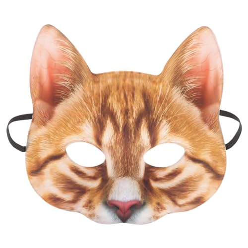 Amosfun 2 Stk Realistische Katzenmaske Masken Für Katzenkostüme Tierkopfmaske Cosplay-tiermasken Halbgesichtsmaskerademasken Tabby-katze-kostüm Kleidung Kind Leopardenmuster Requisiten von Amosfun