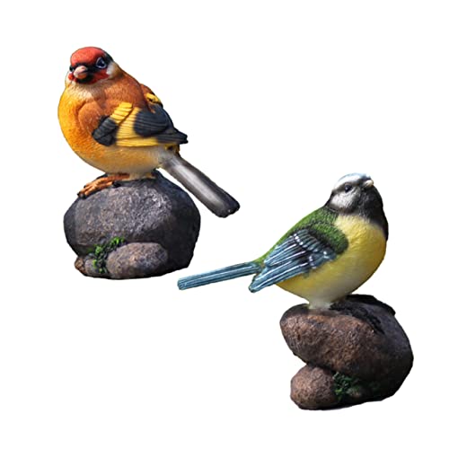 Amosfun 2 Stück 1 Satz Vögel verzieren Fenster-Vogelhäuschen für draußen Vogelfiguren für den Garten Vögel Figuren Vogelfütterer Mini-Desktop-Ornament vergossenes Harzhandwerk Harzornament von Amosfun