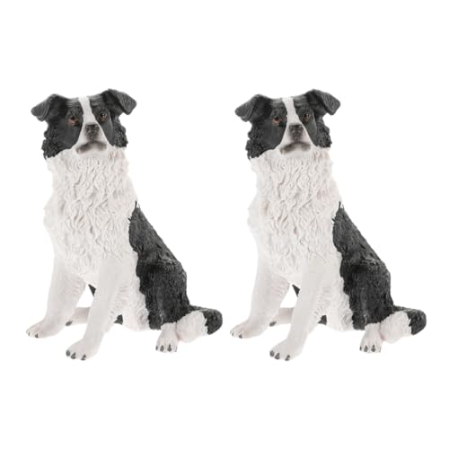 Amosfun 2 Stück Border-Collie-Figur, Realistisches Kleines Hundemodell, Miniatur-Deutscher Schäferhund Und Border-Collie-Figuren, Lernspielzeug Für Kinder von Amosfun