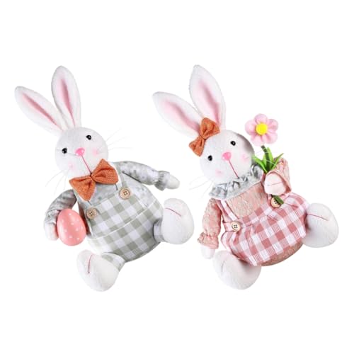 Amosfun 2 Stück Osterhase Puppenschmuck Zu Ostern Desktop-kaninchenpuppe Ausgestopfter Hase Festival-puppenverzierung Hase Gefüllte Puppe Osterdekore Hasenpuppe Plüsch von Amosfun