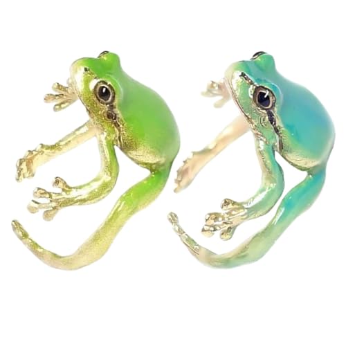 Amosfun 2 Stück Ringe Für Frauen, Paar-ringe, Vintage-baum-frosch-ringe, Verstellbare Tier-ringe Für Frauen, Süßer Frosch-schmuck, Vintage-baum-frosch-ring von Amosfun