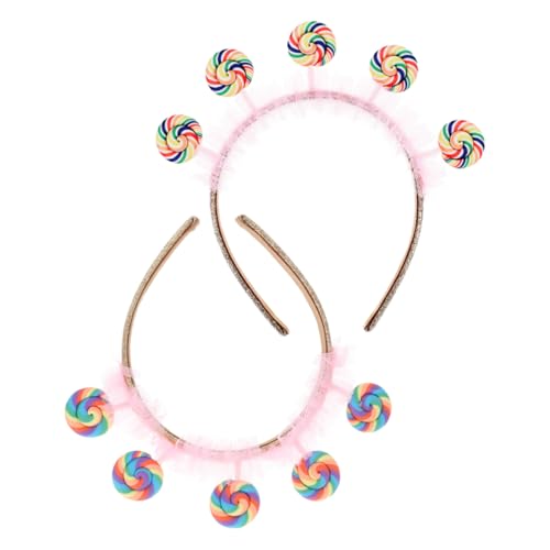 Amosfun 2 Stück Stirnband Rosa Haarspangen Rosa Süßigkeiten Kostüme Für Kopfband Zuckerwatte Kostüm Candy Lou Who Headbead Goldenes Ticket Kostüm Candyland Kostüm Für Erwachsene von Amosfun