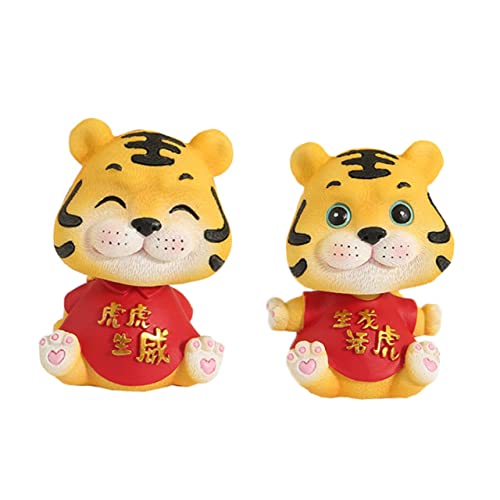 Amosfun 2pcs Wohnkultur Tier Ornamente Harz Tiger Für Auto Schlafzimmer Wohnzimmer von Amosfun