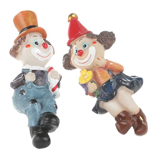 Amosfun 2st Clown-einrichtungsgegenstände Clown-Ornamente Gartenverzierung Lustige Clownpuppe Miniatur Clown-Statue Lustige Clown-Dekoration Clown-Modell Clown-Miniatur Paar Harz von Amosfun