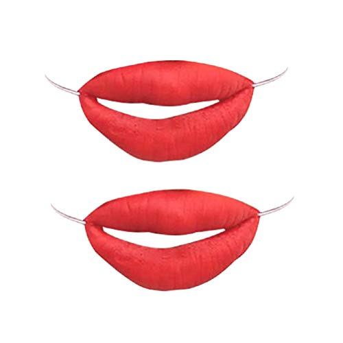 Amosfun 2st Gesichts-cosplay-requisiten Dicke Große Mund Spielzeug Ornamente Dekoration Für Tanzpartys Geist Kopf Masken Falsche Lippen Halloween Cosplay Masken Tier Kind Großer Roter Mund von Amosfun