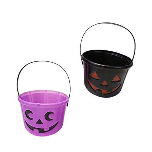 Amosfun 2st Kürbis Eimer Tragbarer Süßigkeitenbehälter Süßigkeiten Eimer Dekorations-Requisite Eimer Für Halloween- Spieleimer Für Kindergeschenk Geschenkeimer Plastik Black von Amosfun