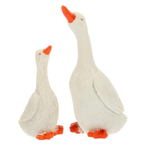 Amosfun 2st Ornamente Süßer Plüsch Figuren Lauch Gans Plüsch Stickig Miniaturfigur Plüschtiere Mini-frösche Tragen Gans-Statue Frosch Zeug Oktopus Frosch Figur Hase Zwerge Weiß Harz von Amosfun