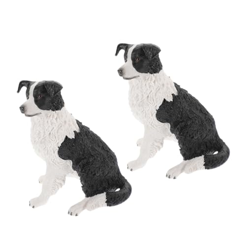 Amosfun 2st Simulationshund Border-Collie-stofftier Cocker Spaniel-Statue Cocker-hundestatue Spielzeughunde Für Kinder Simuliertes Modell Eines Kleinen Hundes Hundefiguren Mini-Hund Harz von Amosfun