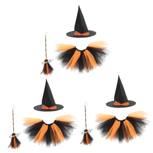 Amosfun 3 Sätze Hexen verkleiden sich Halloween-Kostümset Halloween-Accessoires halloween spielzeug Halloween-Attacken Kinderkostüm Kleidung für Kinderrollenspiele Polyester Orange von Amosfun