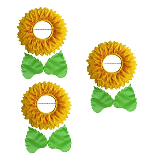 Amosfun 3 Sätze Kopfschmuck Aus Sonnenblumen Gelbes Blumen-Kopfschmuck-Accessoire Kostüm Für Kinder Sonnenblumen-kostüm-Partyhut Kostümzubehör Stirnband Für Leistung Seidentuch von Amosfun