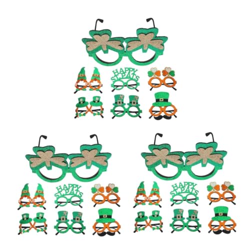 Amosfun 3 Sätze Party Dekoration Gläser Party Brille Set Kleeblatt-kostümzubehör St. Patricks Day Dekorationen Requisiten Zum St. Patricks Day Grüne Accessoires Abs 7 Stück * 3 von Amosfun