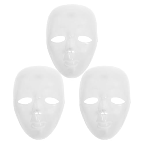 Amosfun 3 Stück Diy-Masken Blanko Bemalbare Maske Für Halloween Weiße Maskerade-Maske Partyzubehör Weiße Halloween-Maske Leere Weiße Maske von Amosfun