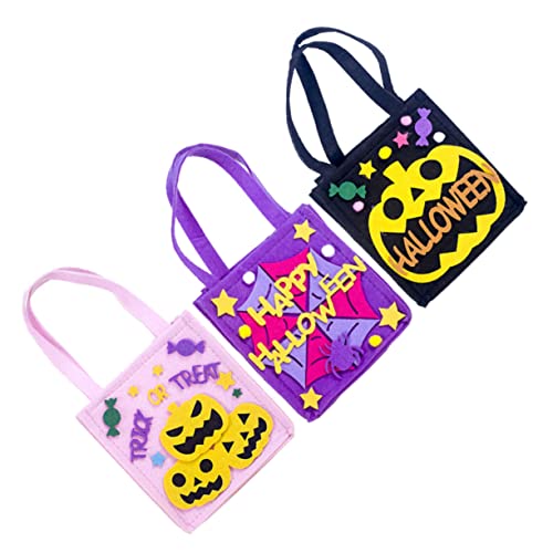 Amosfun 3 Stück Kartons Filztüten für Süßigkeiten Halloween Süßes oder Saures Eimer Party-Geschenktüte Halloween-Korb the hallow halloween mitgebsel felt bag Süßigkeitentasche Zuckerhalter von Amosfun