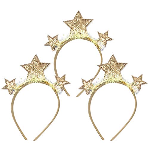 Amosfun 3 Stücke Silvester Haarreif 2022 Stirnband Tiara Neujahr Haarband Glitzer Stern Kopfschmuck Weihnachten Party Haarschmuck Kostüm Zubehör Silvester Dekoration von Amosfun