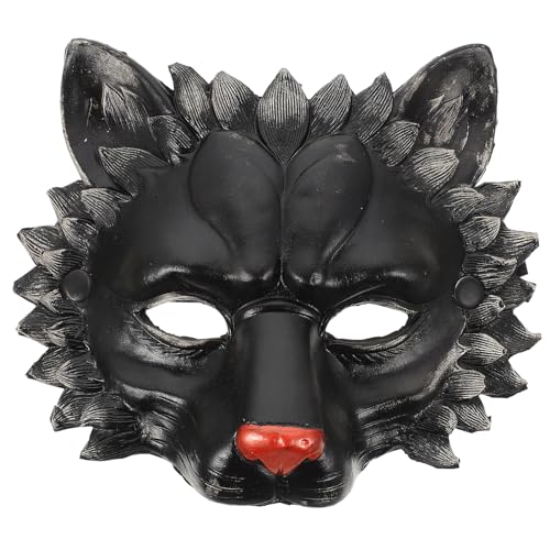 Amosfun 3D- -Maske Schwarze Tier-Halbmaske Pu-Schaum Therian-Maske Kreative Maskerade-Maske Für Halloween Cosplay Party Performance Kostüm Requisite von Amosfun