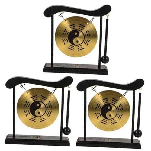 Amosfun 3St Gong-Verzierung Desktop-Tierkreis-Gongs asiatische Gongglocke Gong-Dekor asiatische Zen-Heimdekoration Gongs für den Meditationstisch Gong Handwerk Gong-Schmuck von Amosfun