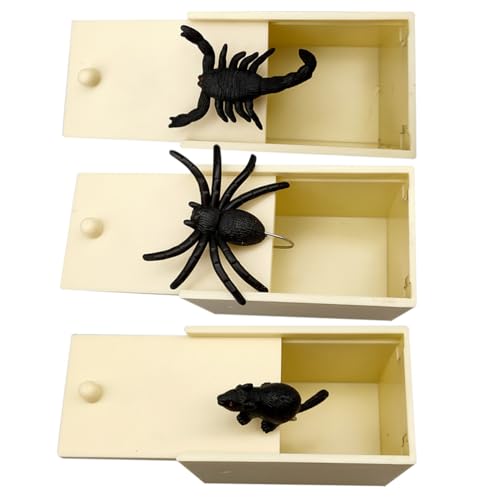 Amosfun 3Er-Packung Halloween Manipulative Requisiten lustiges Spielzeug Spielzeuge Halloween-Spielzeug Streichspielzeug Insekt magische Box Kasse Spinne Kasten Plastik von Amosfun