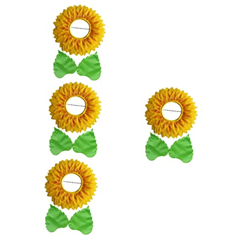 Amosfun 4 Sätze Kopfschmuck aus Sonnenblumen neuartige Kopfhaube Blumenkopfbedeckungen für Kinder Sonnenblumen Kopfschmuck faschingskostüme Kapuzenpullover Damen Kleider Sonnenblumenhut von Amosfun