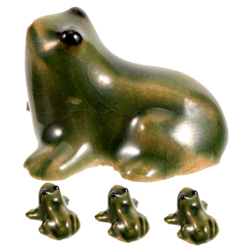 Amosfun 4 Stück Animal Figures gartenskulptur gartendeko rostoptik Auto Dekoration muttagsgeschenke Frosch Zeug Figuren Frosch-Schlüsselanhänger Frosch-Statue Frosch-Ornament Keramik von Amosfun