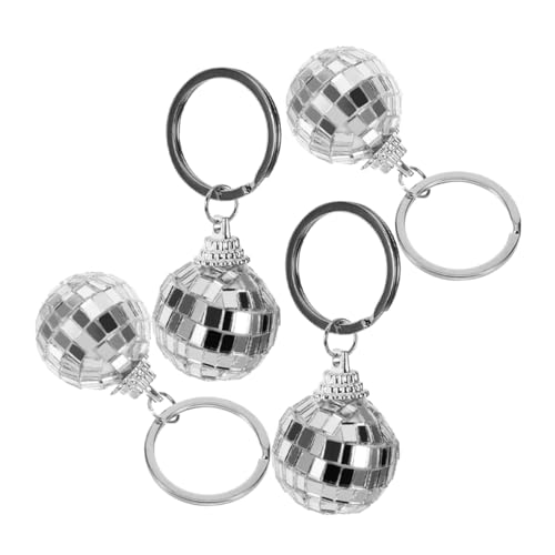 Amosfun 4 Stück Disco-Schlüsselanhänger auto schlüsselanhänger ring Disco-Licht geldbörse mini schlüsselanhänger Discokugel-Schlüsselanhänger exquisiter Schlüsselanhänger Kunststoff von Amosfun