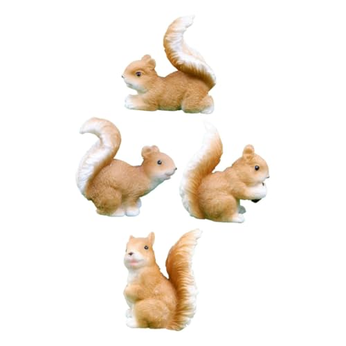 Amosfun 4 Stück Eichhörnchen Ornament Gefälschtes Eichhörnchen Modell Aquarien Eichhörnchen Statue Miniatur Eichhörnchen Figuren Mini Eichhörnchen Dekorationen Simulation von Amosfun