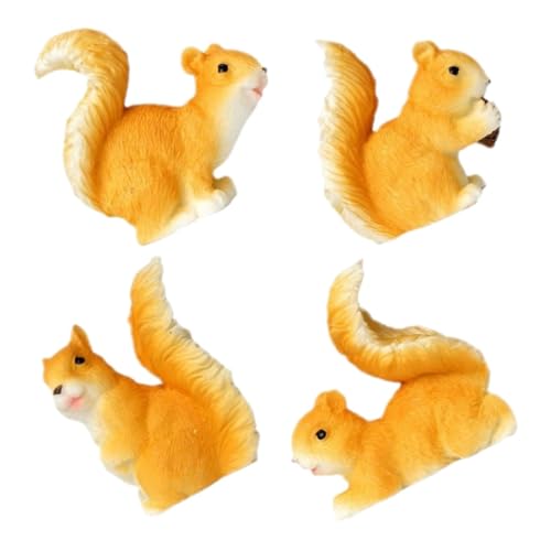 Amosfun Miniatur-eichhörnchen-Figuren 4er-Set Tierstatuen Aus Kunstharz Für Die Gartendekoration von Amosfun