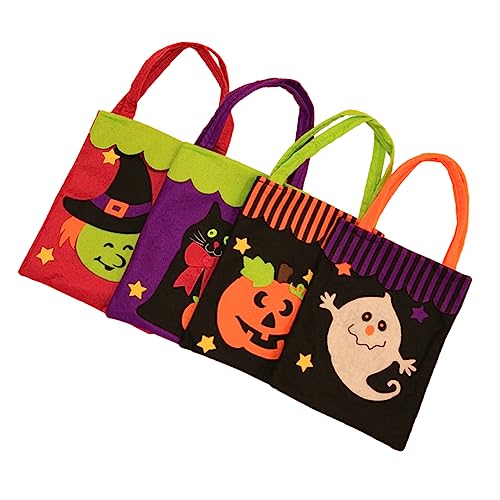 Amosfun 4 Stück Halloween Einkaufstasche Tragbare Taschen Aufbewahrungstasche Halloween Süßigkeitstasche Halloween Handtasche Leckerli Tasche Mit Griffen Halloween Tasche von Amosfun