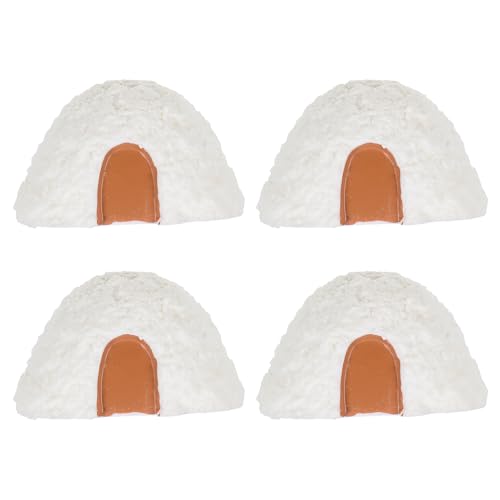 Amosfun 4 Stück Iglu-Figur Spielzeug Mini-Iglu-Eishaus-Modell Spielset Polar-Thema Kuchendekoration Polar-Iglu-Ornamente Winter-Feengarten-Zubehör von Amosfun