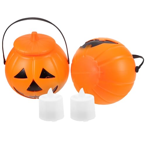 Amosfun 4 Stück Leuchtender Kürbiseimer Halloween-Partybevorzugung Süßigkeitengeschenk Halloween behälter für süßigkeiten Halloween süßigkeiten Eimer tragbarer Süßigkeiteneimer Plastik von Amosfun