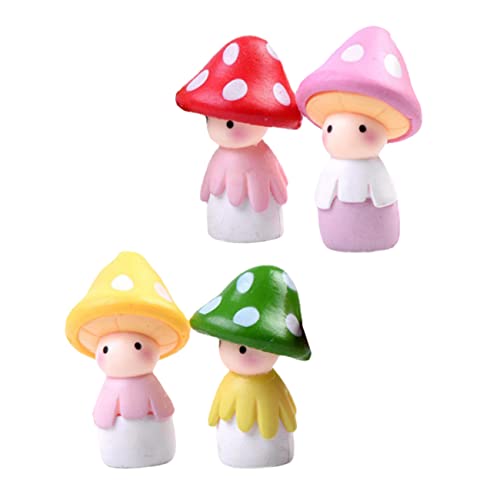 Amosfun Realistische Pilz Puppen Modelle 4 Stück Mini Bonsai Verzierungen Sicher PVC Material Home Decor von Amosfun