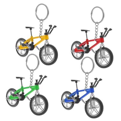 Amosfun 4 Stück Schlüsselanhänger Mini-Fahrradmodelle Mini-Fahrrad-Dekore für Finger-Mountainbike Fingerbike-Modell Mountainbike-Anhänger Mountainbike-Miniatur Mini-Bike-Modell Legierung von Amosfun