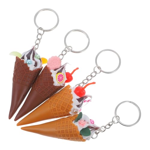 Amosfun 4 Stück Schlüsselanhänger Taschenornamente Eiscreme-gefälligkeiten Hängende Verzierung Für Taschen Taschenanhänger Essensschlüsselhalter Lebensmittel-handtaschen-anhänger Pvc von Amosfun