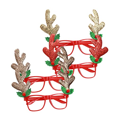 Amosfun 4 Stück Weihnachtsbrille weihnachtsparty accessoires weihnachtsgläser weihnachts brillen Sonnenbrille in Herzform Kostüme für Erwachsene kinder erwachsene brille Weihnachtsbedarf von Amosfun