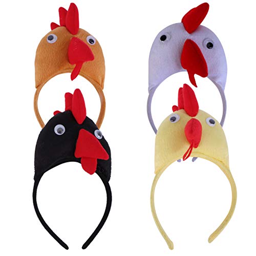 Amosfun 4Pcs Huhn Stirnband 3D Tier Kostüm Huhn Hut Headwear Geburtstag Kopfschmuck Nette Tiere Stirnband Bunte von Amosfun