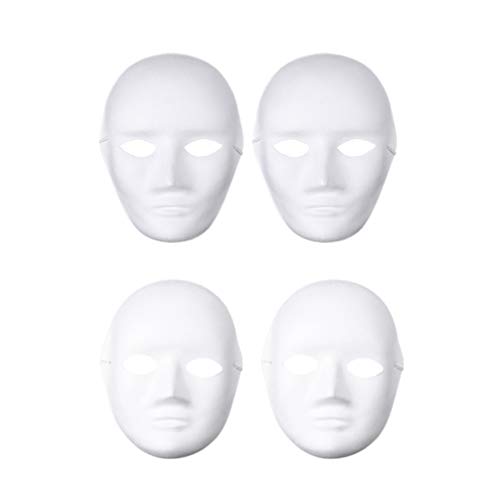 Amosfun 4pcs DIY weiße Maske zum Bemalen einfach Blanko Papier Maske für Halloween Cosplay Tanzparty (2 weiblich 2 männlich) von Amosfun