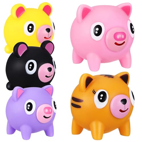 Amosfun 5 STK Squeeze- - Drücken Sie Die Zunge des Spielzeugs Schreiendes Zungenspielzeug Quetschen Schweinchen-Squish Sparschwein Tiere Quetschen PVC von Amosfun