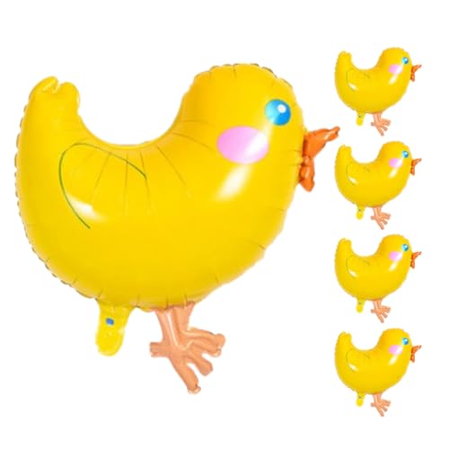 Amosfun 5Pcs Niedliche Cartoon Chicken Aluminium Folienballons Für Familienversammlungen Und Geburtstagsfeierdekorationen Für Frühlingsgrill- Und Babyparty -Partyzubehör von Amosfun