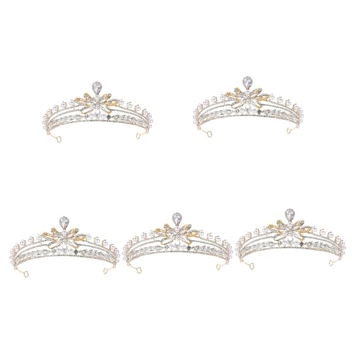 Amosfun 5St Krone Haarschmuck brautkleid perlen Strass Krone goldener haarschmuck Luxuriöse Krone Kronen für Frauen Geburtstagskrone Tiara für Frauen Krone für Blumenstrauß Strasssteine von Amosfun