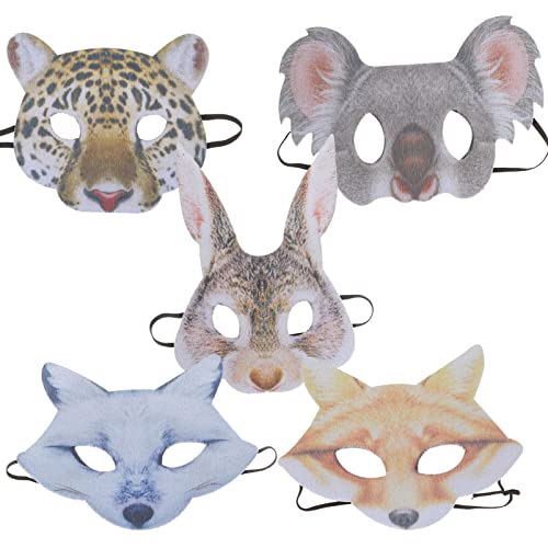 Amosfun 5st Tierische Maske Hasenmasken Löwenmasken Tiere Lustige Tiermasken Frauen-tier-maske Partymaske Maskerade Masken Dschungel-mottoparty-kostüm Plastik Urwald Gesichtsmaske Fräulein von Amosfun