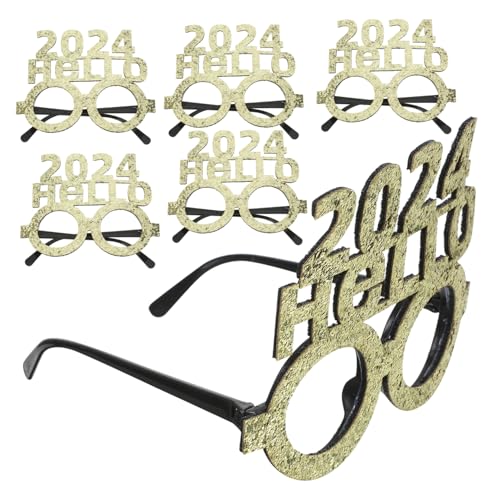 Amosfun 6 Stück 2024 Neujahrsbrille 2024 Brillen Lustige Brille Brillen 2024 Silvester-foto-requisite Partybrille 2024 Tagesparty Visierbrille Geburtstag Brille Sonnenbrille 2024 Plastik von Amosfun