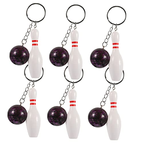 Amosfun 6St Bowling-Schlüsselanhänger Bowlingspieler Schlüsselanhänger Mini-Bowlingkugel und Pin-Schlüsselanhänger schlüsselkette Bowlingkugeln Bowling Pin Schlüsselanhänger Masse Metall von Amosfun