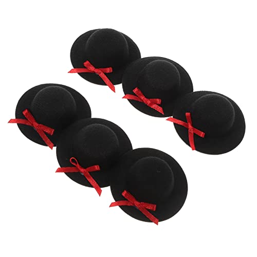 Amosfun 6St Mini-Zylinder am kleinsten Trucker-Hut Kappe Sombrero Schutzhelm weinachtsmützen weihnachsmütze basteln bastelset winzige Hüte Miniaturhüte selber machen Stoff Black von Amosfun