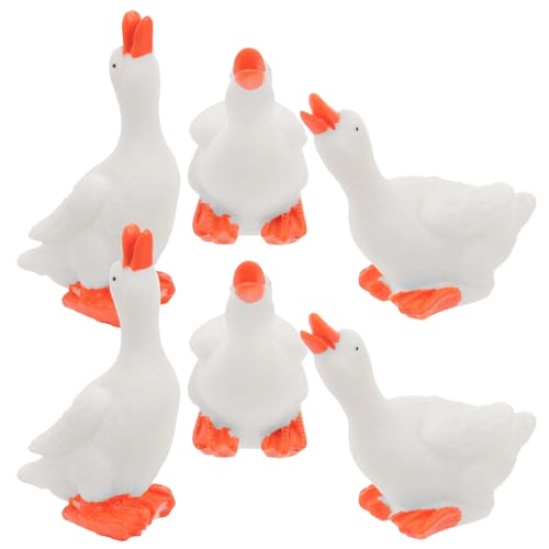 Amosfun 6st Große Weiße Gans Ornament Tierfiguren Für Autos Kleine Gänsefigur Mini-gänsefigur Kleine Gans Gartengans-Statue Frosch Schwan-Statue Miniatur-schwanenfigur Gans-Figur Hase Harz von Amosfun