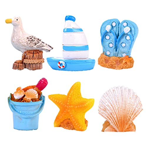 Amosfun 6st Heimdekoration Strandhaus Miniatur-tierfiguren Meeres-miniaturfiguren Seevögel Figuren Mini-strandfiguren Mediterrane Figuren Wohnaccessoires Kleines Möwendekor von Amosfun